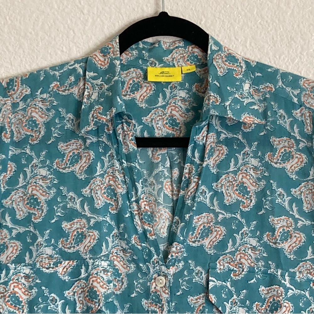 Roller Rabbit Button Down Patch Packets Shirt Xs - image 2